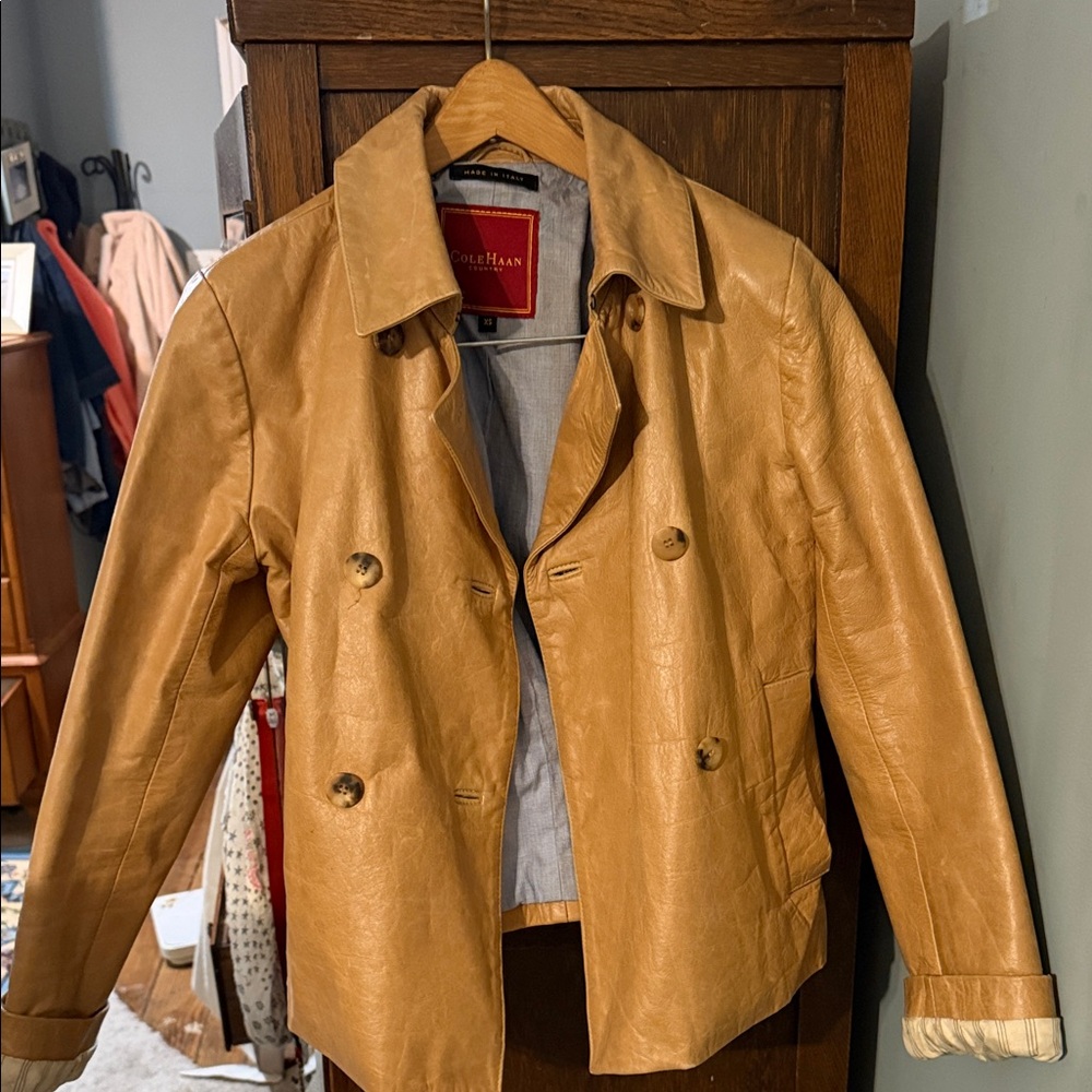 Cole Haan Camel Leather Jacket